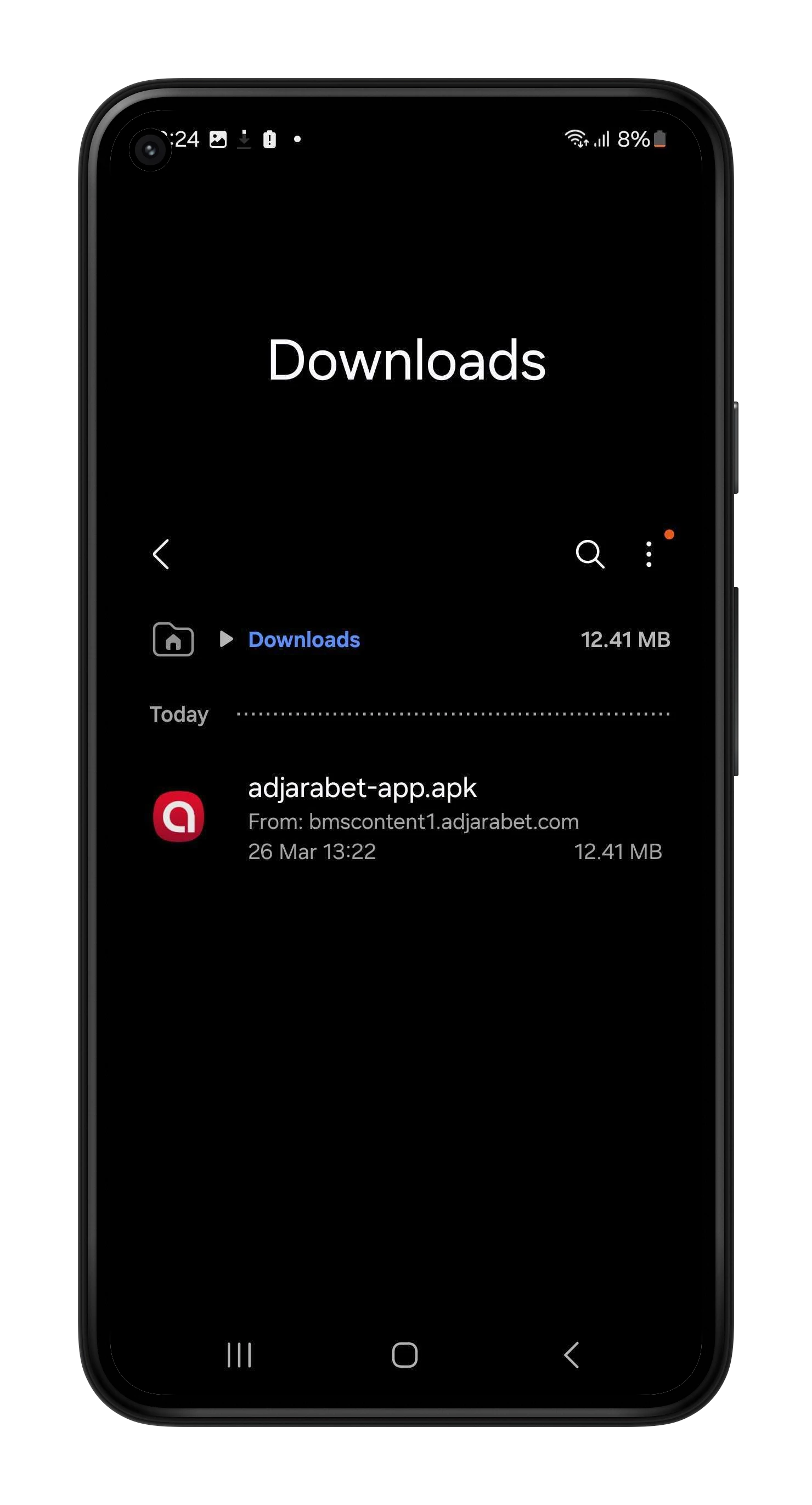 Downloads screen step 1